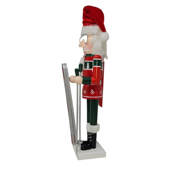 Skier Skiing with Poles and Skis 16" Wood Nutcracker - Christmas Gift - Picture 3 of 4